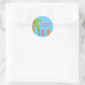 Sticker rond Luau Palm Tree coloré (Sac)