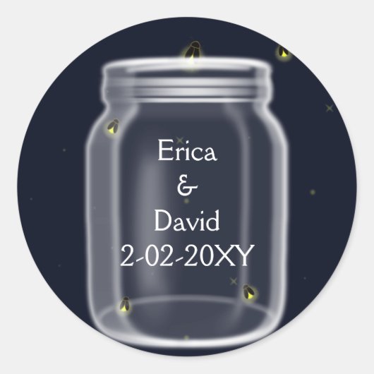 Sticker Rond lucioles mason jarre phoques mariages (Devant)