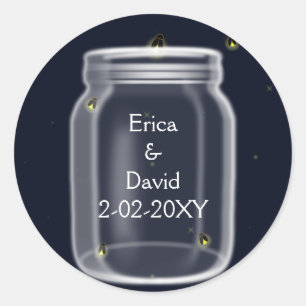 Sticker Rond lucioles mason jarre phoques mariages