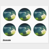 Sticker Rond Lucioles + Pot de Maçon Nuit Mariage Rustique Auto (Feuille)