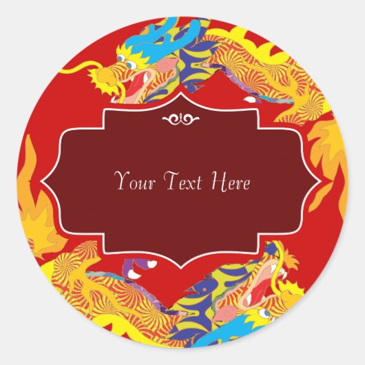 Sticker Rond Lucky Chinese Dragon (Devant)