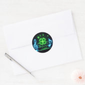 Sticker Rond Lucky Clover et notes musicales (Enveloppe)