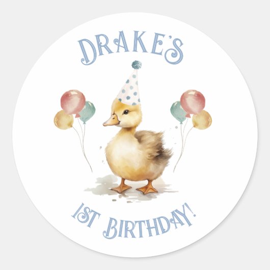 Sticker Rond Lucky Duck 1ère fête d'anniversaire (Devant)