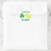 Sticker Rond Lucky Duck St. Patrick's Day Shamrock Rubber Ducky (Sac)