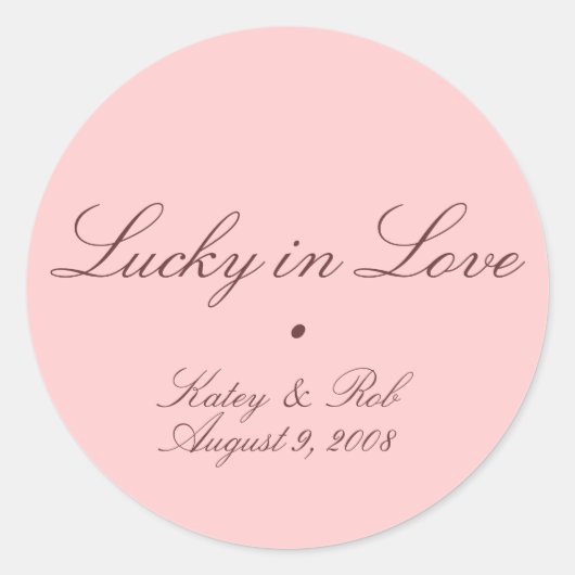 Sticker Rond Lucky en amour et jolie en rose (Devant)