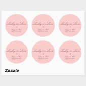 Sticker Rond Lucky en amour et jolie en rose (Feuille)