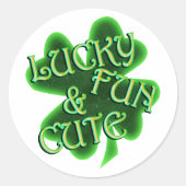 Sticker Rond Lucky Fun Cute St. Patrick's Day (Devant)