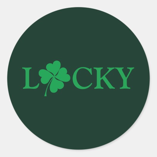 Sticker Rond Lucky Green Clover Shamrock St. Patrick's Day (Devant)