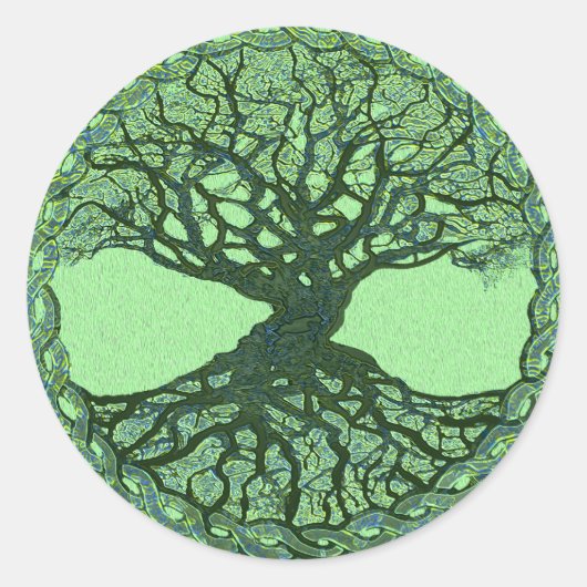 Sticker Rond Lucky Green Tree of Life (Devant)