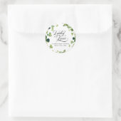 Sticker Rond Lucky in Love Bridal Shower Trèfle Vert (Sac)