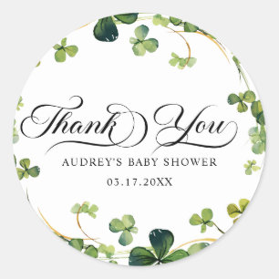 Sticker Rond Lucky in Love Fête des mariées Shamrock vert