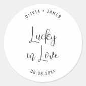 Sticker Rond Lucky In Love Lottery Billets Mariage Faveurs (Devant)