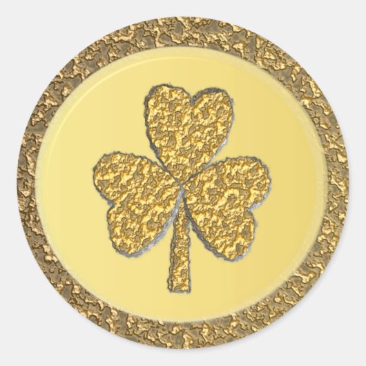 Sticker Rond Lucky Irish Shamrock Gold Coin (Devant)