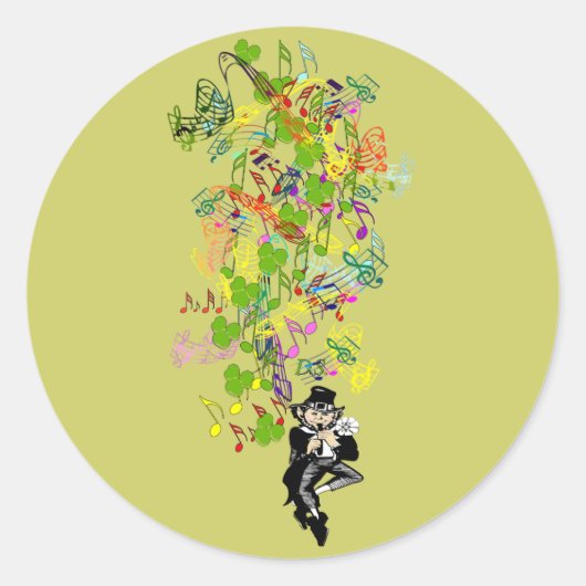 Sticker Rond Lucky Leprechaun Avec Shamrocks (Devant)