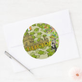 Sticker Rond Lucky Leprechaun et son château irlandais (Enveloppe)