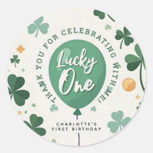Sticker Rond Lucky One 1er Anniversaire St Patricks Day Merci