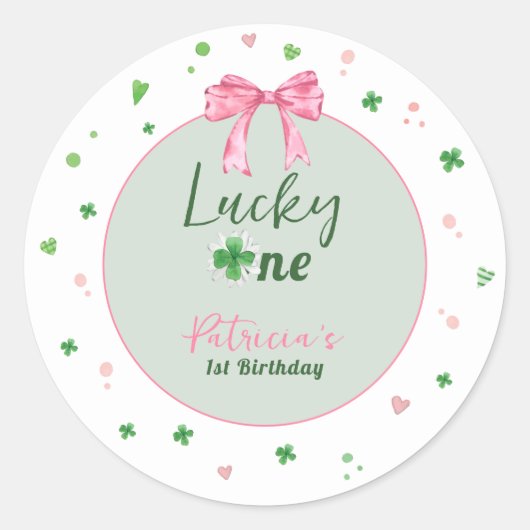 Sticker Rond Lucky One St Patrick Girl Birthday (Devant)