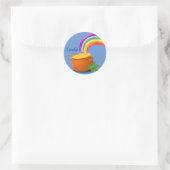 Sticker Rond Lucky Pot of Gold sous le Rainbow (Sac)