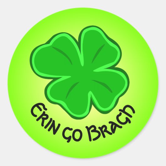 Sticker Rond Lucky Shamrock Erin Go Bragh Texte courbe (Devant)