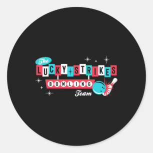 Sticker Rond Lucky Strikes Bowling Team - Rétro Hommes Femmes O