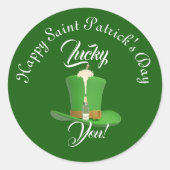 Sticker Rond Lucky You Champagne Hat Happy Saint Patricks Day  (Devant)