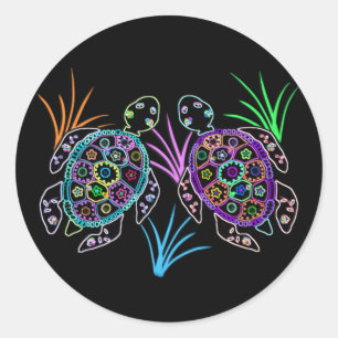 Sticker Rond Lueur de la tortue marine