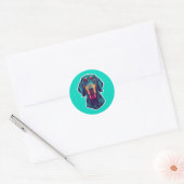 Sticker Rond Lueur Loyale – Bluetick Coonhound Vibrant en Pop A (Enveloppe)