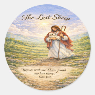 Sticker Rond Luke 15 Parable Lost Sheep 