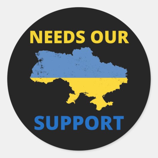 Sticker Rond l'ukraine a besoin de notre soutien (Devant)