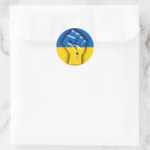 Sticker Rond L'UKRAINE, le DRAPEAU et le FIST pour la solidarit (Sac)