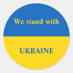 Sticker Rond L'Ukraine soutient le drapeau bleu jaune