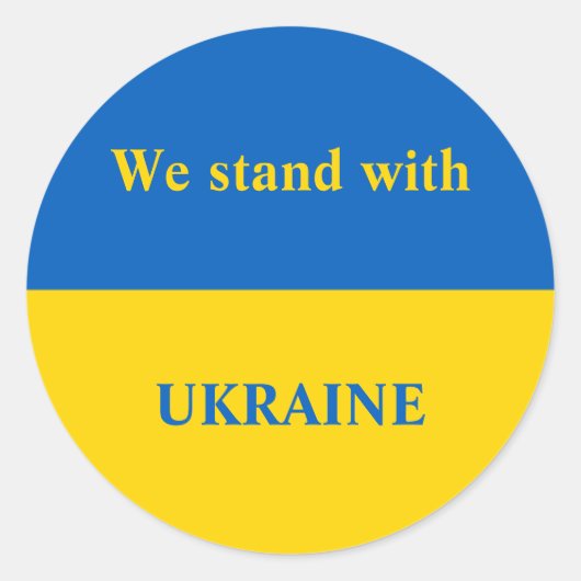Sticker Rond L'Ukraine soutient le drapeau bleu jaune (Devant)