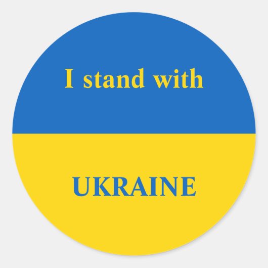 Sticker Rond L'Ukraine soutient le drapeau bleu jaune (Devant)