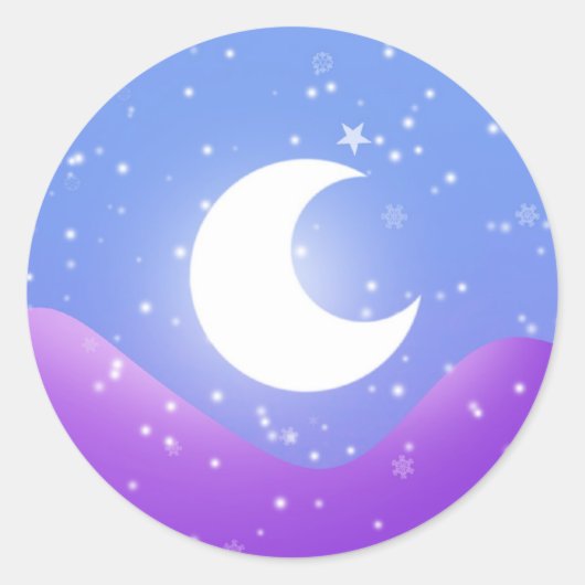 Sticker Rond Lumière de lune neigeuse (Devant)