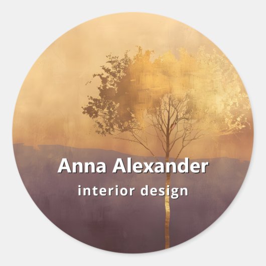 Sticker Rond Lumière Debout | Conception minimale d'arbre (Devant)