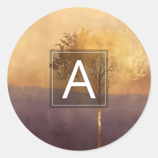 Sticker Rond Lumière Debout | Conception minimale d'arbre (Devant)