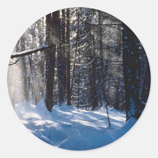 Sticker Rond Lumière Du Soleil Sur Neige (Devant)