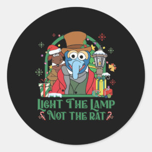 Sticker Rond Lumière La Lampe Pas Le Rat Drôle Noël 2