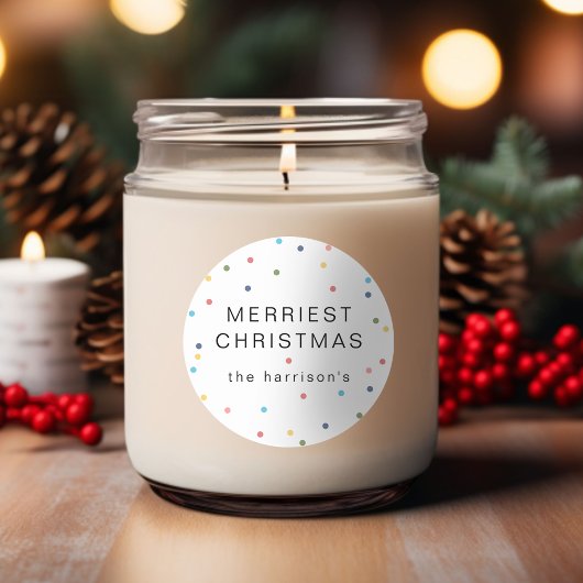 Sticker Rond Lumières colorées modernes Noël le plus joli