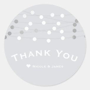 Sticker Rond Lumières de Chaîne d'Argent Blanc Faveur de Mariag