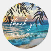 Sticker Rond Lumières de Chaîne de Coucher de Soleil Plage (Devant)