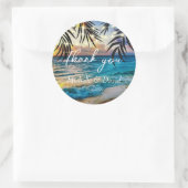 Sticker Rond Lumières de Chaîne de Coucher de Soleil Plage (Sac)