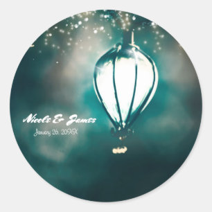 Sticker Rond Lumières de Chaîne d'Été Favori de Mariage Chic En