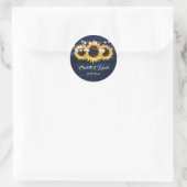 Sticker Rond Lumières de Chaîne en Bois Bleu Marine Tournesol M (Sac)
