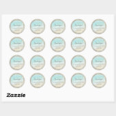 Sticker Rond Lumières de corde en bois rustique mariage plage (Feuille)