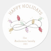 Sticker Rond lumières de fête colorées joyeuses fêtes (Devant)