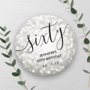 Sticker Rond Lumières de la Parties scintillant d'argent modern