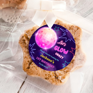 Sticker Rond Lumières de Neon lumineux Merci fête d'anniversair