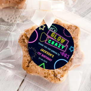 Sticker Rond Lumières de Neon lumineux Merci fête d'anniversair