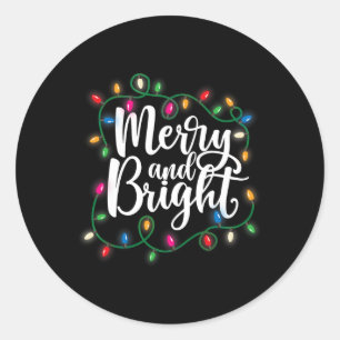 Sticker Rond Lumières de Noël amusantes, joyeuses et lumineuses